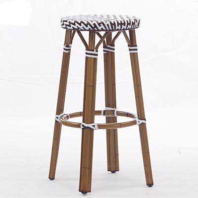 China Outdoor Bamboo Rattan Round Bistro High Bar Chair Look Bar Stool Chair Wicker for sale