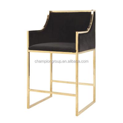 China Luxry Stainless Steel Gold Fabric Bar Chair for sale