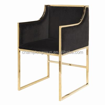 China Luxry Stainless Steel Gold Fabric Hotel Armchair, Gold Accent Chair for sale