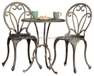 China Hot Selling Dark Gold Waterproof Cast Aluminum 3-Piece Bistro Set for sale