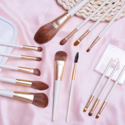 China Angular Blush 14 Pcs Luxury White Professional Synthetic Hair Powder Makeup Set Brush Stock for sale