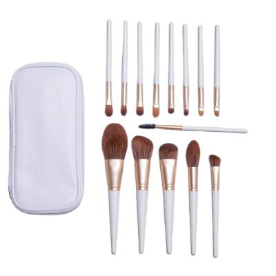 China Angular Blush 14 Pcs Luxury White Professional Synthetic Hair Powder Makeup Set Brush Stock for sale