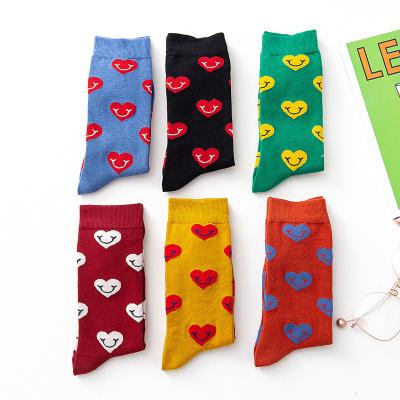 China Autumn Winter Sale Smile Face Heart Harajuku Style Breathable Warm Cotton Women's Casual Ankle Socks for sale