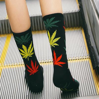 China 2021 Breathable Hot Selling 42 Colors Leaf Weed Crew Socks Designer Hip Hop Funny Novelty Men Women Unisex Socks for sale