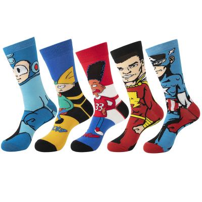 China QUICK DRY Novelty Men's Cool Socks Cartoon Anime Calf Dress Crew Mid Socks for Male Funny Crazy Man Casual Socks for sale