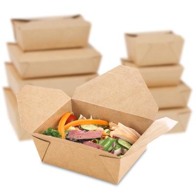 China Factory Price Biodegradable Biodegradable Kraft Paper Lunch Food Take Out Box And Paper Salad Take Out Boxes for sale