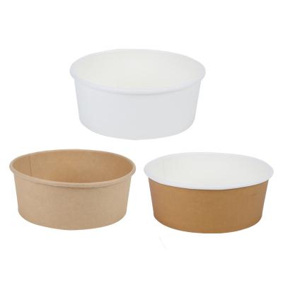 China Biodegradable Disposable Custom Printing Food Packing Crate Container Salad Bowl Kraft Paper Bowl With Lid for sale