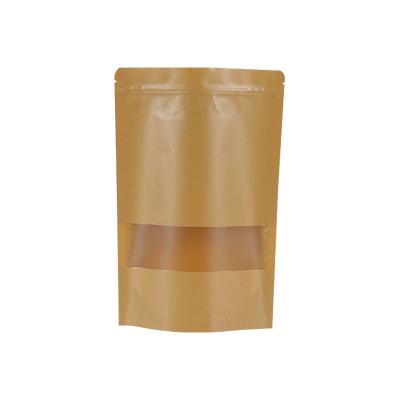 China Top Recyclable Zipper Manufacturers Wholesale Stand Up Kraft Paper Tote Bags Ziplock With Window for sale