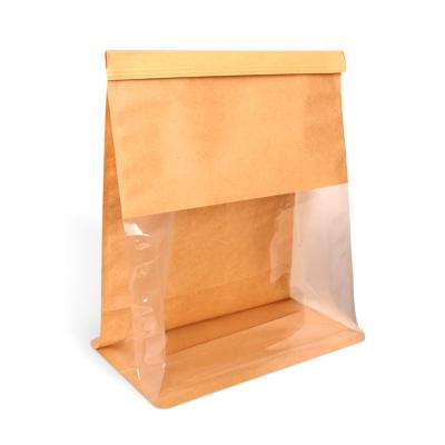 China Factory Wholesale Recyclable Food Packaging Bag Kraft Paper Packaging Bag With Plastic Window for sale