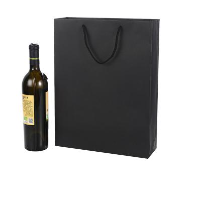 China Recyclable Modern Simplicity Custom Logo Printed Cardboard Red Wine Gift Packaging Bag for sale