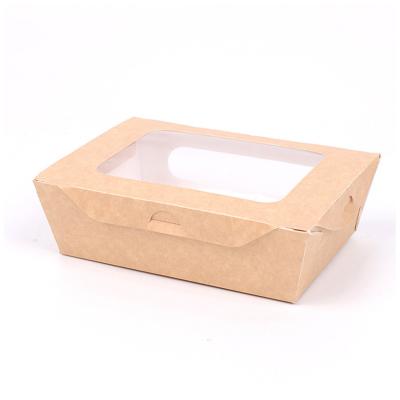 China Recyclable Wholesale Disposable Take Out Salad Box Food Packaging With Window for sale