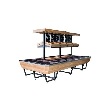 China XGMT Double Sided OT Double Sided Modern Wooden Display Fruit Vegetable Goods Supermarket Shelves For Retail Store for sale