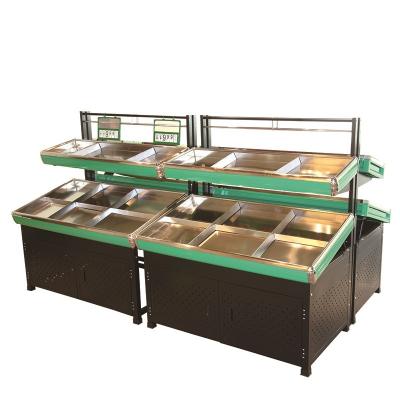 China OT XGMT Double Sided Double Sided Supermarket Vegetable Fruit Stainless Steel Retail Vegetable Display Racks for sale