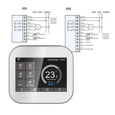 China 4 Pipe Cooling And Heating WiFi Modbus RTU/TCP 3 Speed ​​FAN 0-10V Valve Modulating Thermostat MC6-FF1 for sale