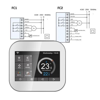 China wifi valve 2 modulation pipe FCU learning thermostat MC6-FC1 for sale