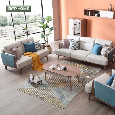 Chine Nordic Style Ash Wood Technical Fabric Sectionals Sofa Set Furniture Blue (Other) BFP One Stop Adjustable Whole House Customization à vendre