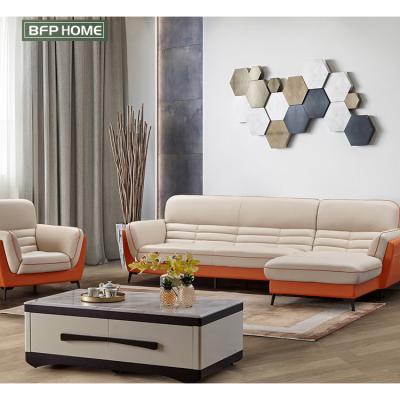 Chine (Other)BFP Style Living Room Sofa Set White Genuine Leather Modern Luxury Adjustable 6 Seat Sofa Set Furniture à vendre