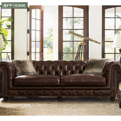 China BFP Adjustable Home Style (Other) Classic American Style Chesterfield Sofa Bed Sofa Set Leather Sofa Bed for sale