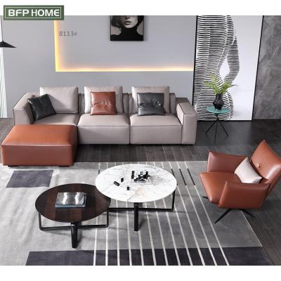 China (Other) BFP Sofa Cama Leather Technology Adjustable Home Cloth Sofa Bed Luxury Larch Frame With Steel Leg Living Room Sofas for sale