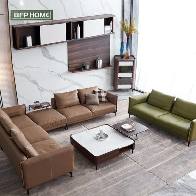 China European Genuine Leather Sectional Modern Furniture Sofa Bed BFP HOME Luxury Living Room Sofa Set for sale