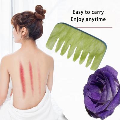 China Jade Roller Comb Shaped Point Pen Stick Nature Stone Scalp Head Massager Comb Guasha Set Body China Factory Face Massage Green for sale