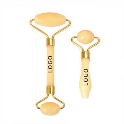 China High Quality Anti Aging Custom Facial Jade Logo Skin Jade Roller 100% Natural Yellow Afghan Personal Beauty Equipment Use For Face for sale