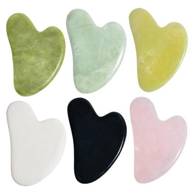 China Wholesale OEM Xiu Yan cheap natural heart face price facial massage tools Xiuyan jade gua sha green stone tool for sale