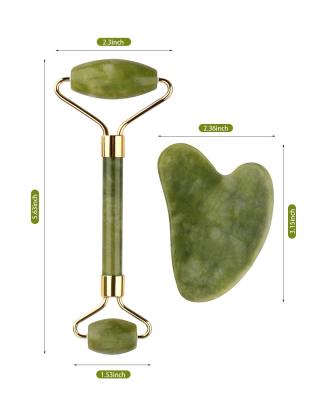 China Natural green jade jade roller and gua sha sets face gua plant sha board agate ceramic sha copper stone bian purple white gua for sale