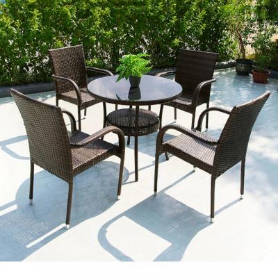 China Moderne Outdoor-Rattan-Esstisch und Stühle mit Gewebten Seilstühlen Größe 50*55*89cm zu verkaufen