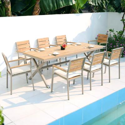 China Conjunto de comedor de jardín de aluminio exterior con material resistente a los rayos UV en venta