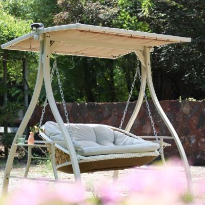 Chine Chaise à balançoire à double cadre de jardin en acier métallique à vendre