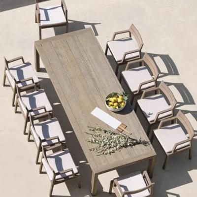 China Nordic Modern Round And Rectangle Teak Outdoor Dining Table For 10 for sale