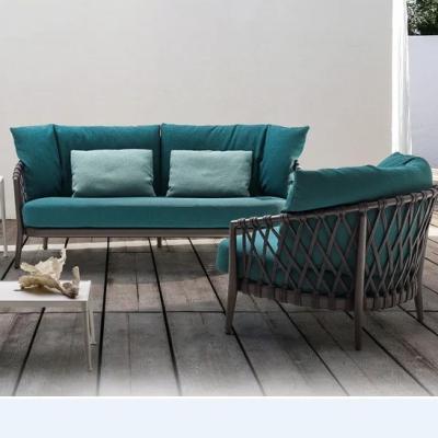 China Soft Doll Cotton Cushion Modern Style Garden Rope Rattan Sofa Sets For Balcony Patio for sale