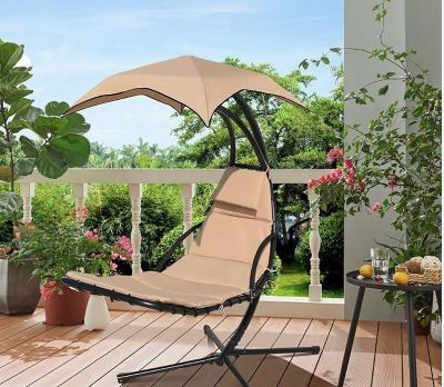 China Metal Steel Outdoor Hanging Lounge Chair Swing Lounger With Solid Thick Swing Hammock And Base for sale