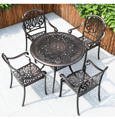 China Waterproof Garden Restaurant Cast Aluminum Table Chair Set For Outdoor Terrace Dining for sale