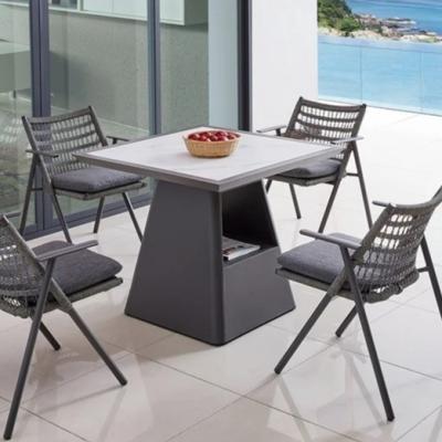 China OEM Buitenmeubelen Terras Tafel en stoelen met hoge dichtheid spons kussen Te koop