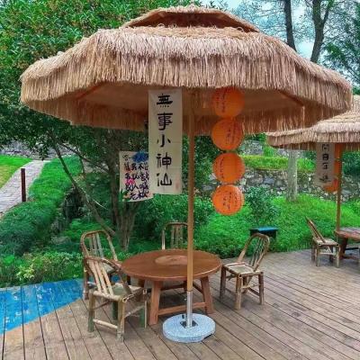 China Zonnebeschermde kunstmatige stro Double Top Patio Tiki thatch paraplu's Te koop