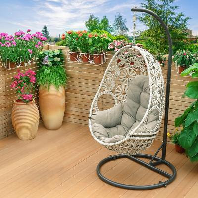 China Olefin High Elastic Cushion Wicker And Metal Patio Egg Chair For Leisure Sleep for sale