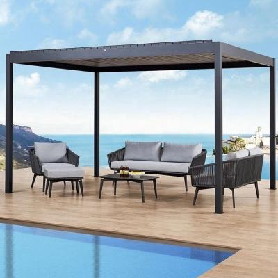 China Outdoor 3x4M Aluminium Pergola With Louvered Roof And LED Lights for sale