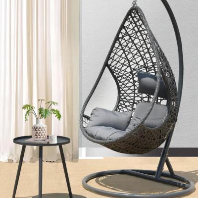 China Aluminum Tube Frame Patio Wicker Swing Chair With Thick Cushion for sale