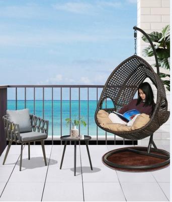 China Garden High Rebound Sponge Cushion Wicker Egg Hanging Chair With Stand for sale