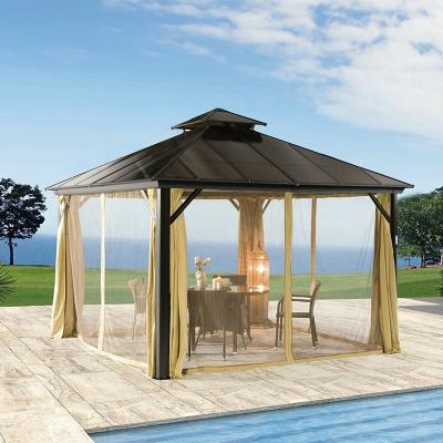 China Material de techo 3x4M PC Gazebos al aire libre con techo duro para relajarse en venta