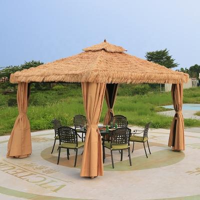 China Gazebos de jardim de palha com teto duplo ao ar livre 3000*3000*3000mm à venda