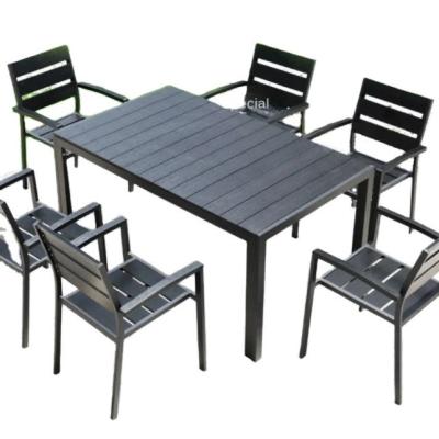 Chine Restaurant jardin salle à manger extérieure table en bois en plastique et chaise pour 6 pièces à vendre