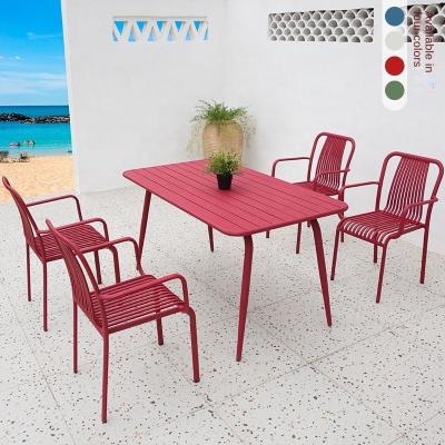 China UV-bestendige aangepaste kleur Outdoor Eettafel en stoelen met aluminium tuinmeubilair Te koop