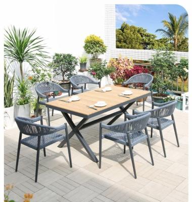 China OEM Acceptable European Design PE Rattan Chair and Aluminium Table for Outdoor Furniture for sale