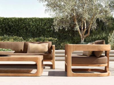 China Customized Outdoor Courtyard Villa Teak Wood Table And Sofa Set For Garden Leisure for sale