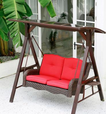 Chine Cadre métallique 2 places fauteuil à balancier de jardin avec auvent et lumière LED à vendre