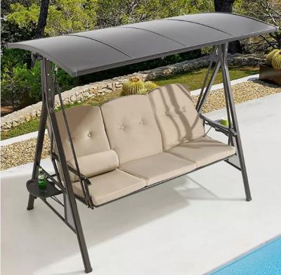 China Outdoor Leisure Facilities 3 Person Metal Outdoor Patio Swing With Canopy for sale