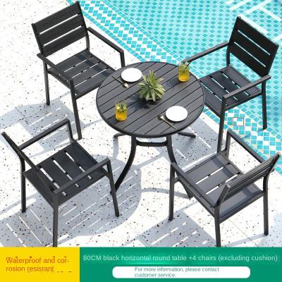 China Ronde terras tuin tafel en stoelen met aluminium frame voor restaurant binnenplaats Te koop